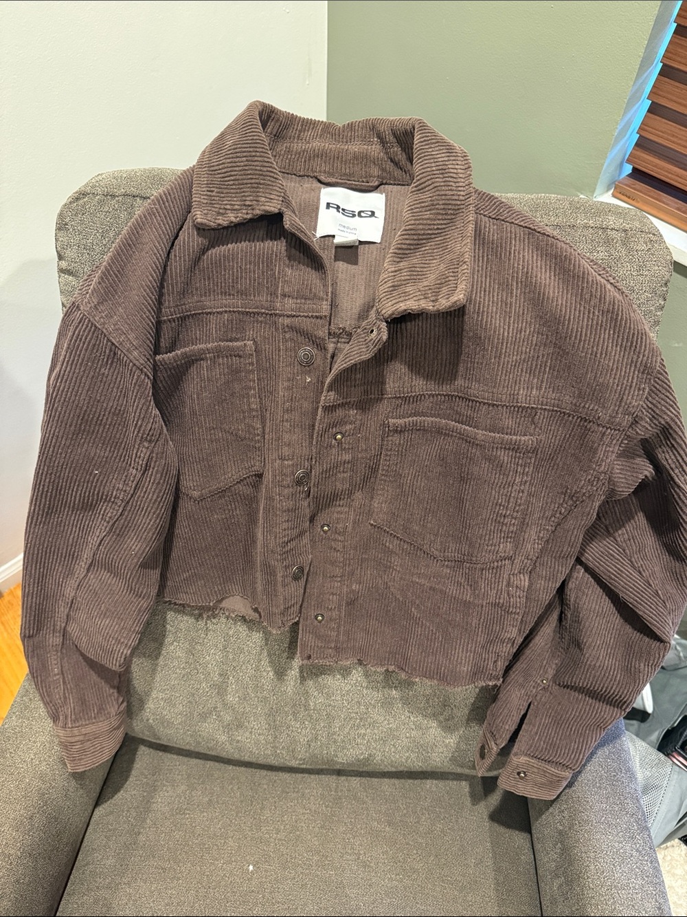 RSQ Brown Corduroy Cropped Jacket